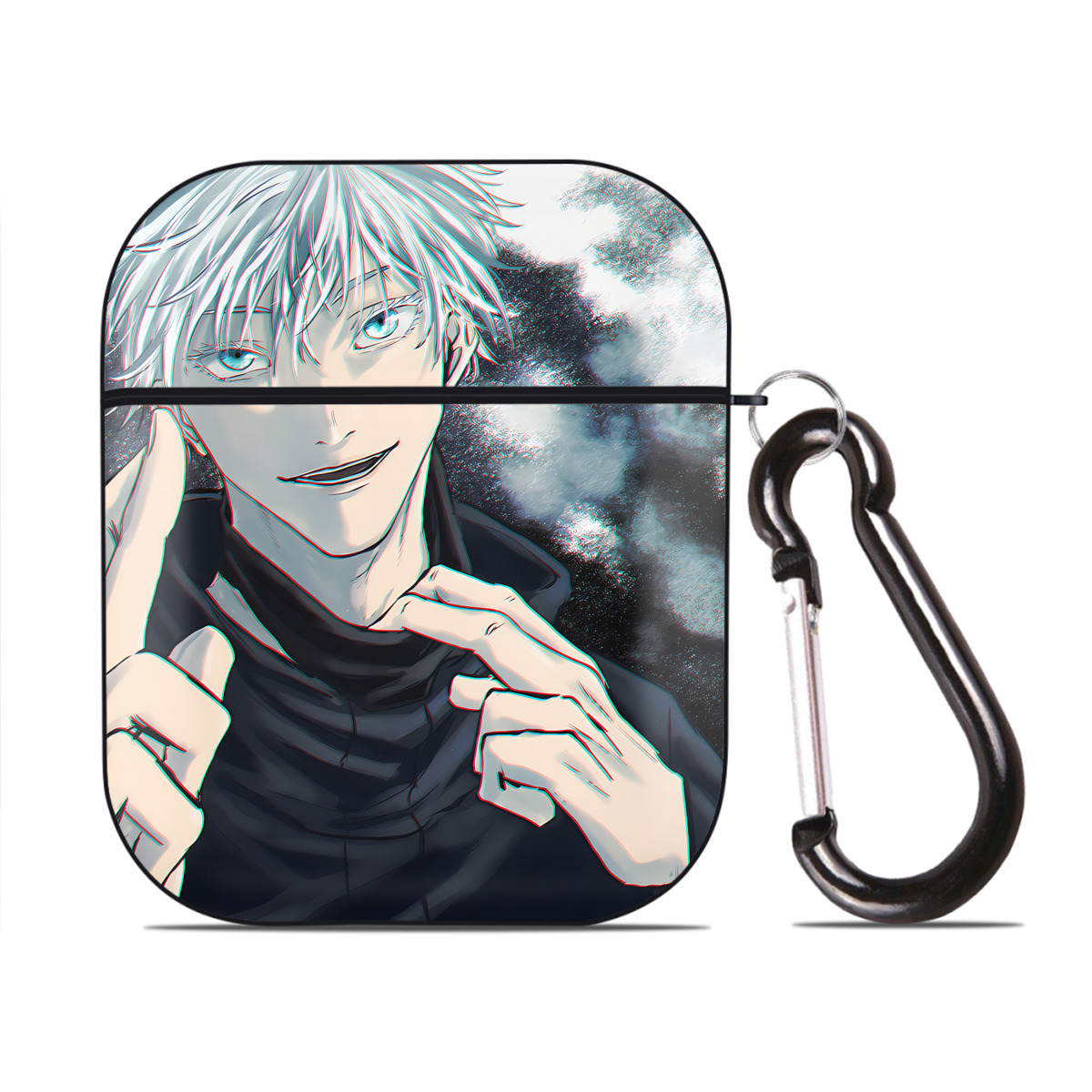 （画像用） SPY×FAMILY间谍家家酒 AirPods 第2世代保護ケース ハードシェル ブラック 耐衝撃・防指紋・カラビナ付き