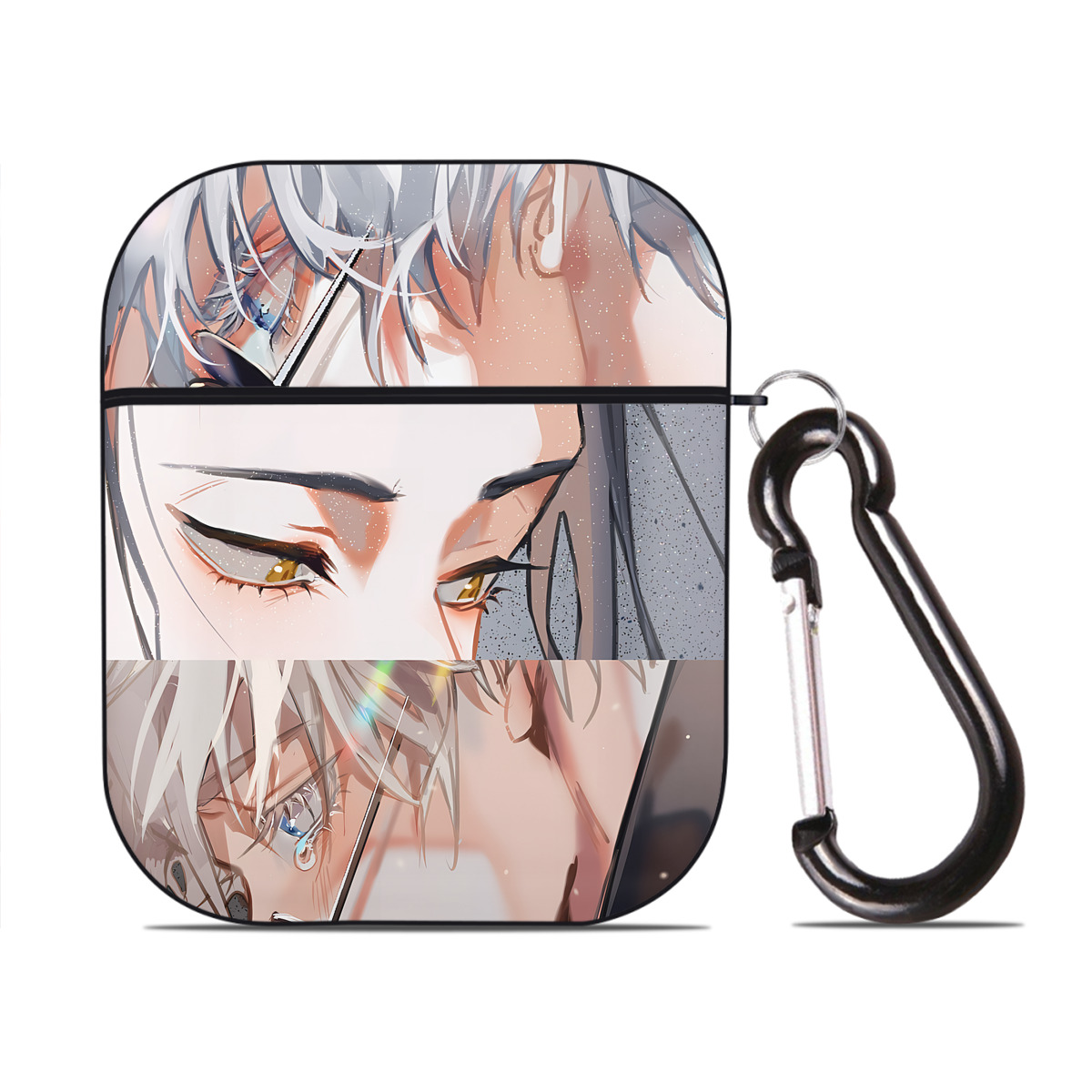 （画像用） SPY×FAMILY间谍家家酒 AirPods 第2世代保護ケース ハードシェル ブラック 耐衝撃・防指紋・カラビナ付き