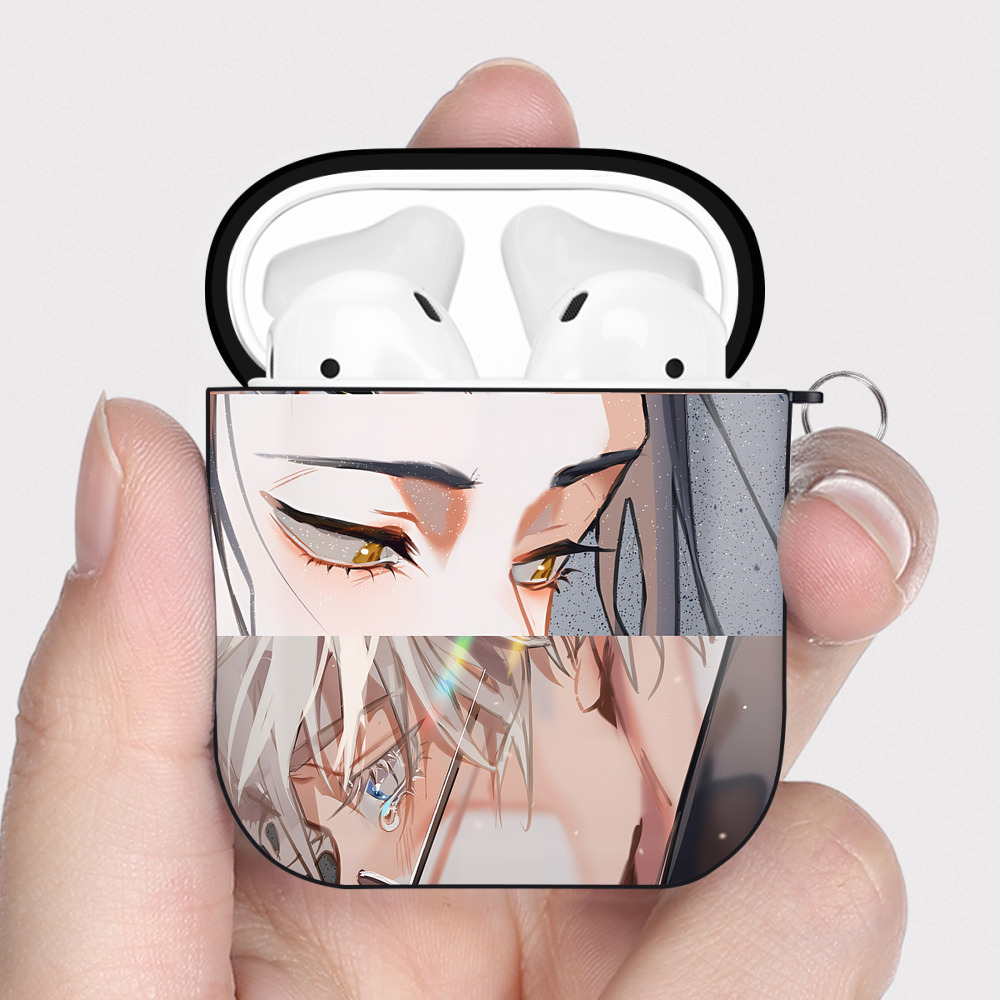 （画像用） SPY×FAMILY间谍家家酒 AirPods 第2世代保護ケース ハードシェル ブラック 耐衝撃・防指紋・カラビナ付き