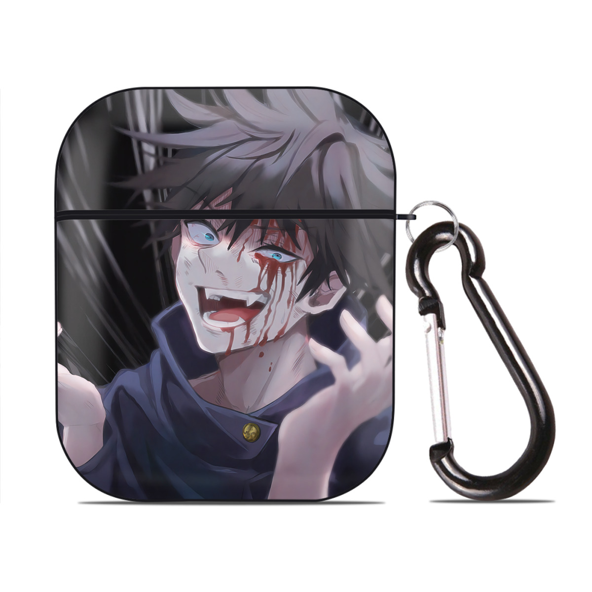 （画像用） SPY×FAMILY间谍家家酒 AirPods 第2世代保護ケース ハードシェル ブラック 耐衝撃・防指紋・カラビナ付き