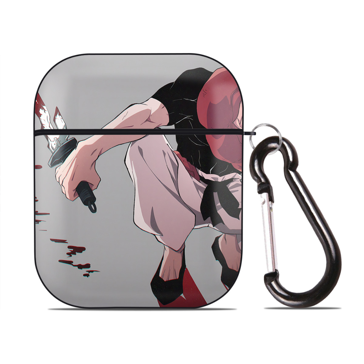 （画像用） SPY×FAMILY间谍家家酒 AirPods 第2世代保護ケース ハードシェル ブラック 耐衝撃・防指紋・カラビナ付き