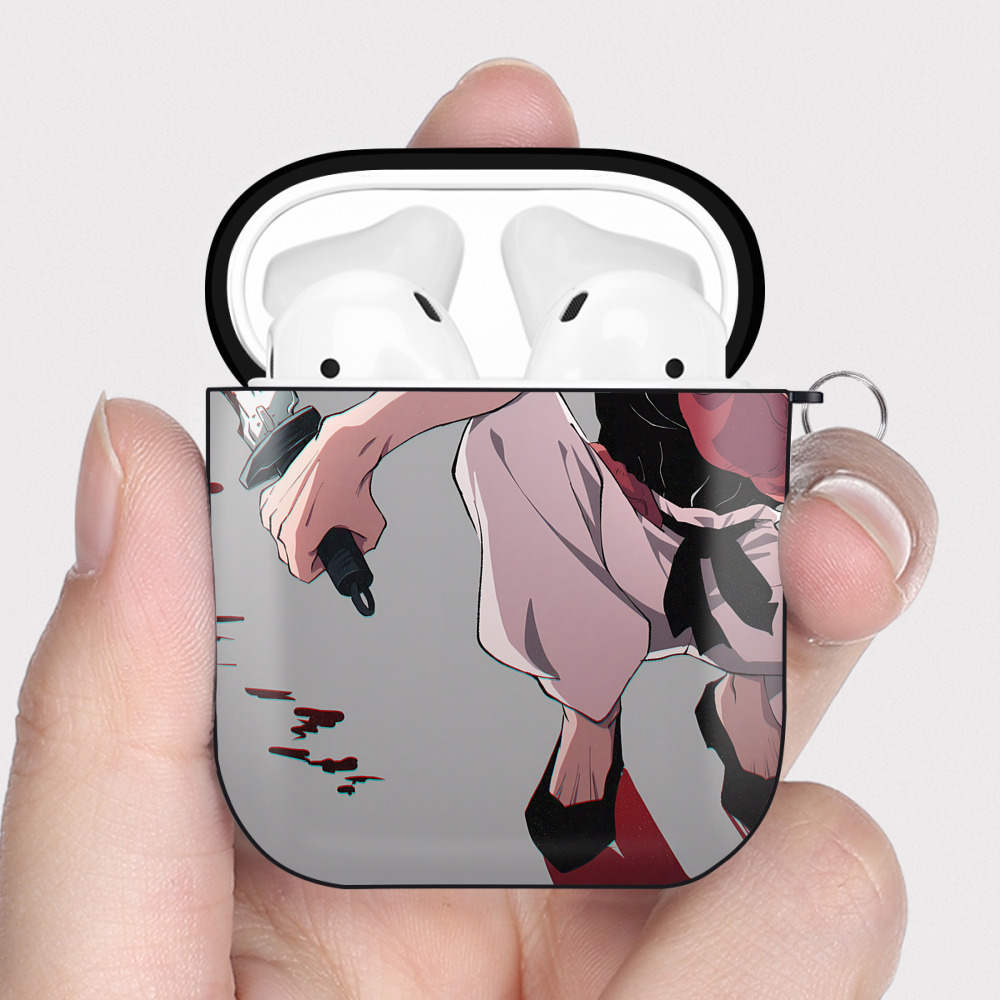 （画像用） SPY×FAMILY间谍家家酒 AirPods 第2世代保護ケース ハードシェル ブラック 耐衝撃・防指紋・カラビナ付き