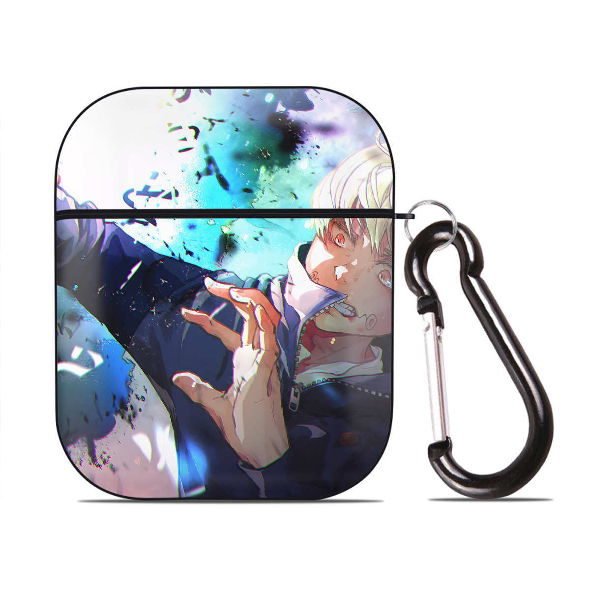 （画像用） SPY×FAMILY间谍家家酒 AirPods 第2世代保護ケース ハードシェル ブラック 耐衝撃・防指紋・カラビナ付き