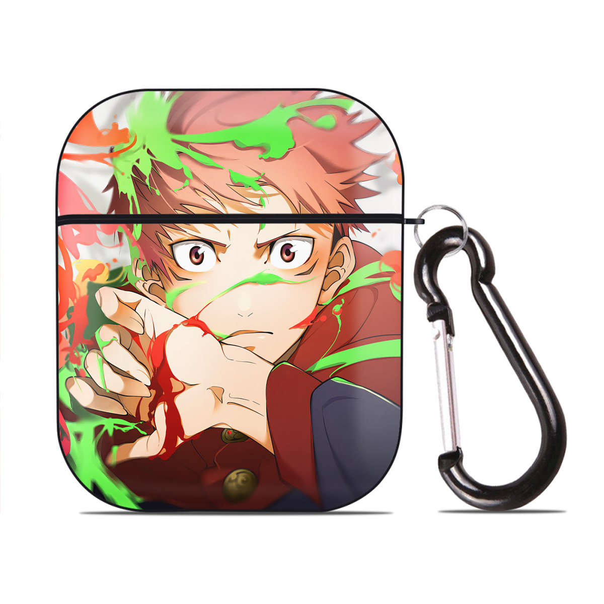 （画像用） SPY×FAMILY间谍家家酒 AirPods 第2世代保護ケース ハードシェル ブラック 耐衝撃・防指紋・カラビナ付き