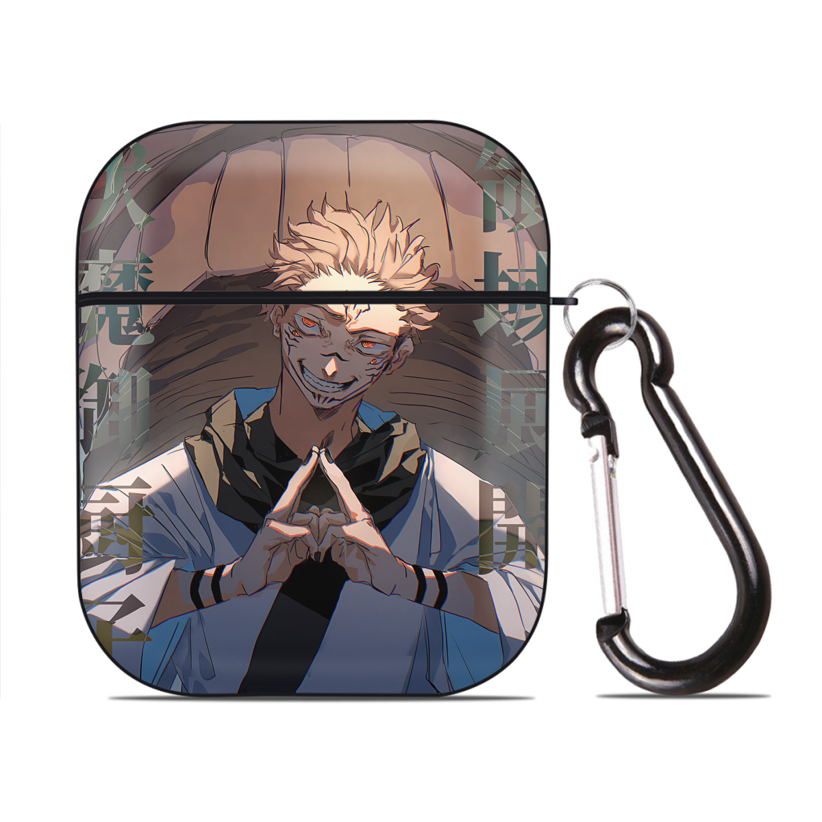（画像用） SPY×FAMILY间谍家家酒 AirPods 第2世代保護ケース ハードシェル ブラック 耐衝撃・防指紋・カラビナ付き