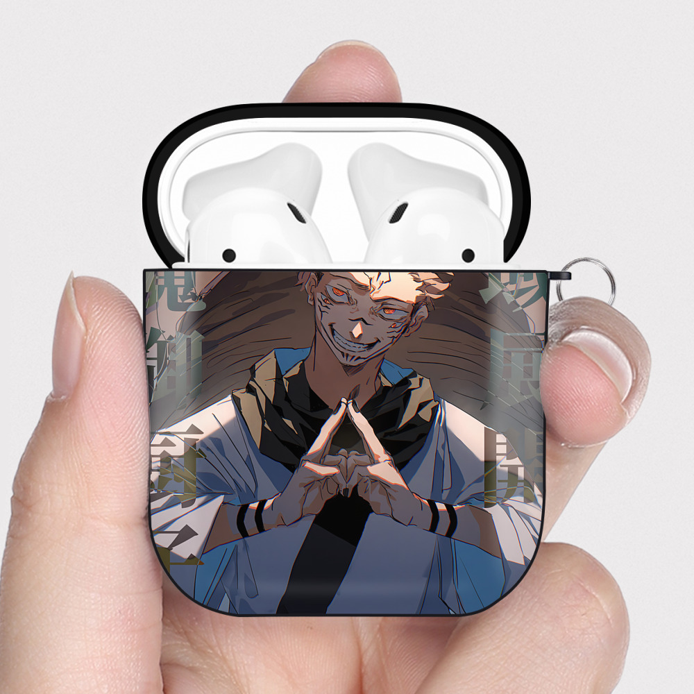 （画像用） SPY×FAMILY间谍家家酒 AirPods 第2世代保護ケース ハードシェル ブラック 耐衝撃・防指紋・カラビナ付き