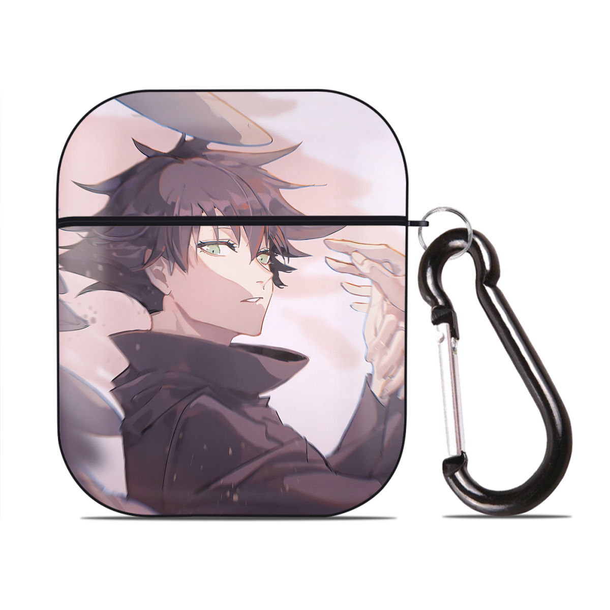 （画像用） SPY×FAMILY间谍家家酒 AirPods 第2世代保護ケース ハードシェル ブラック 耐衝撃・防指紋・カラビナ付き