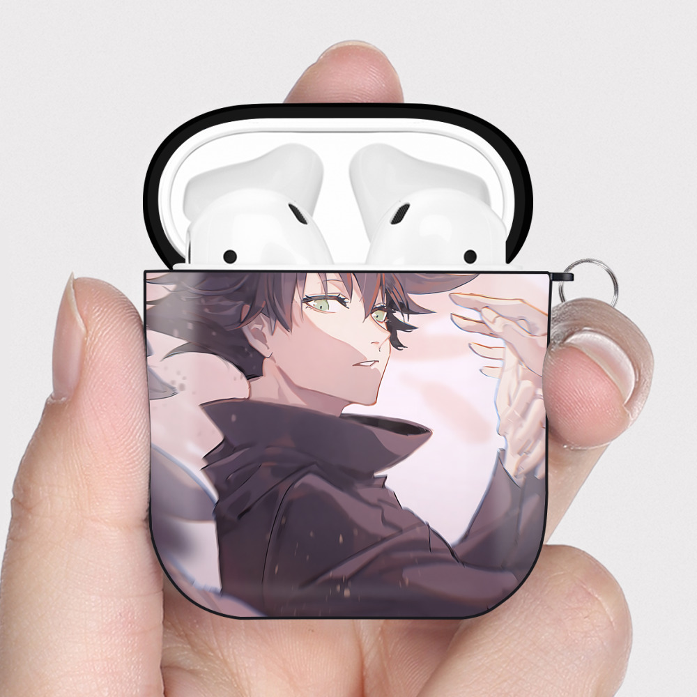 （画像用） SPY×FAMILY间谍家家酒 AirPods 第2世代保護ケース ハードシェル ブラック 耐衝撃・防指紋・カラビナ付き