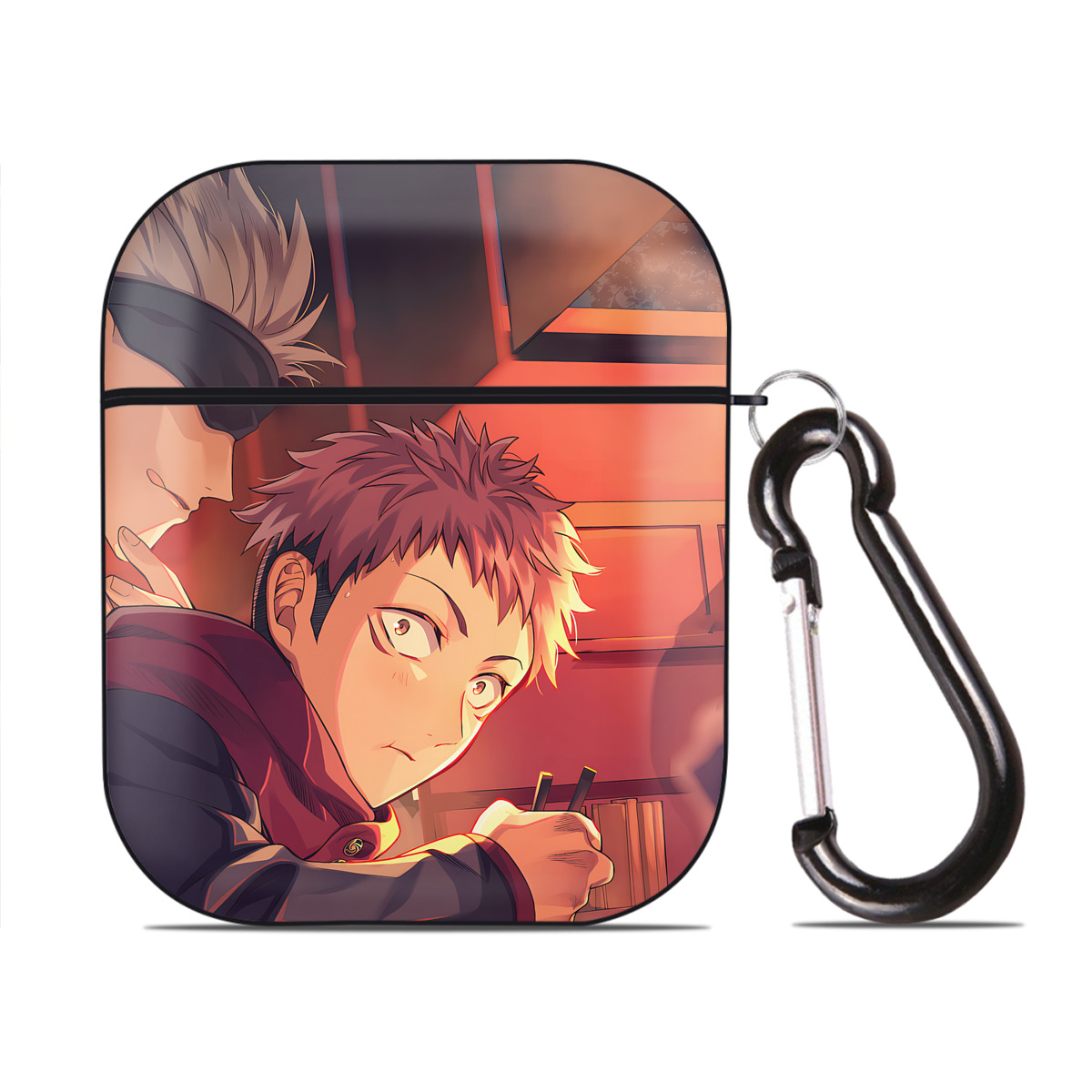 （画像用） SPY×FAMILY间谍家家酒 AirPods 第2世代保護ケース ハードシェル ブラック 耐衝撃・防指紋・カラビナ付き