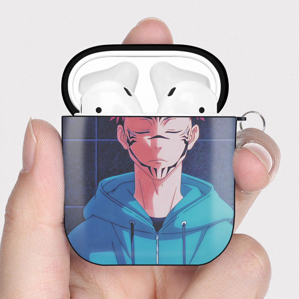（画像用） SPY×FAMILY间谍家家酒 AirPods 第2世代保護ケース ハードシェル ブラック 耐衝撃・防指紋・カラビナ付き