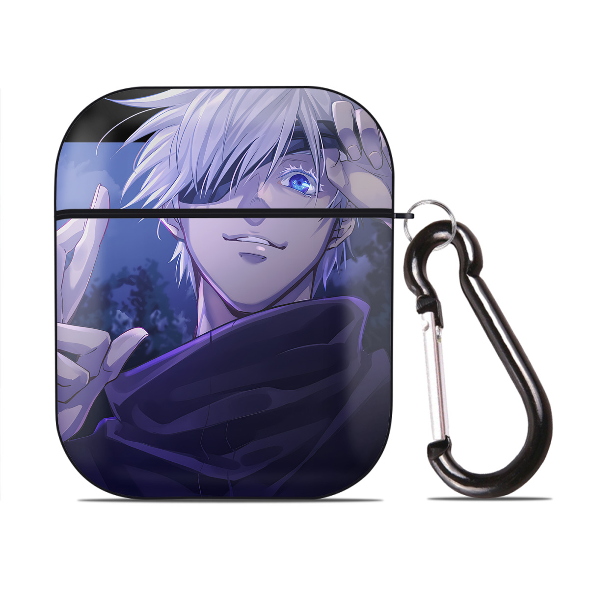 （画像用） SPY×FAMILY间谍家家酒 AirPods 第2世代保護ケース ハードシェル ブラック 耐衝撃・防指紋・カラビナ付き