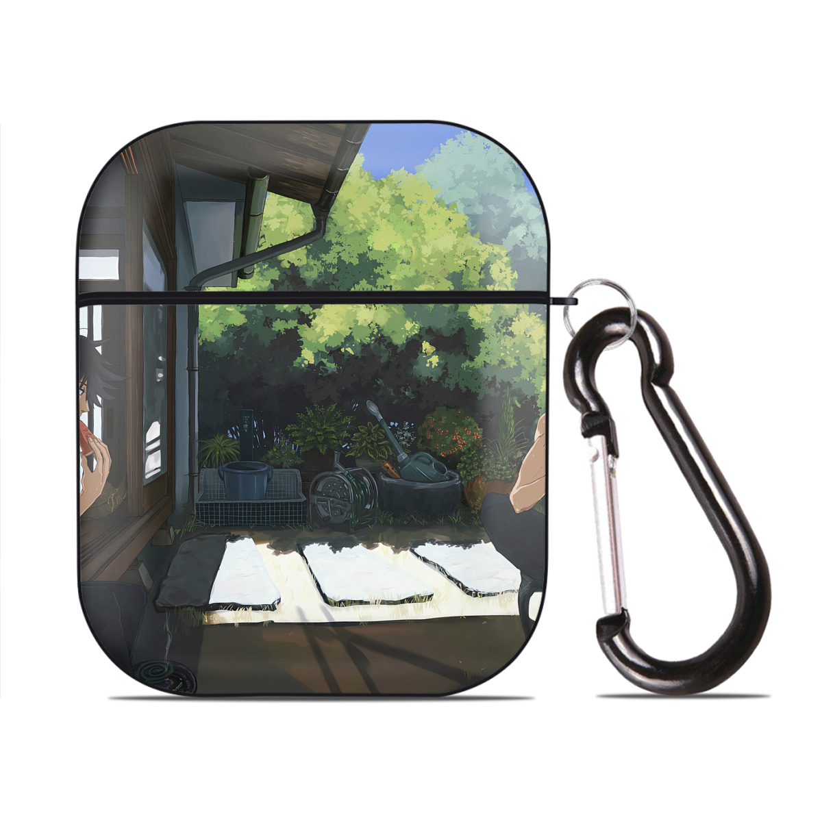 （画像用） SPY×FAMILY间谍家家酒 AirPods 第2世代保護ケース ハードシェル ブラック 耐衝撃・防指紋・カラビナ付き