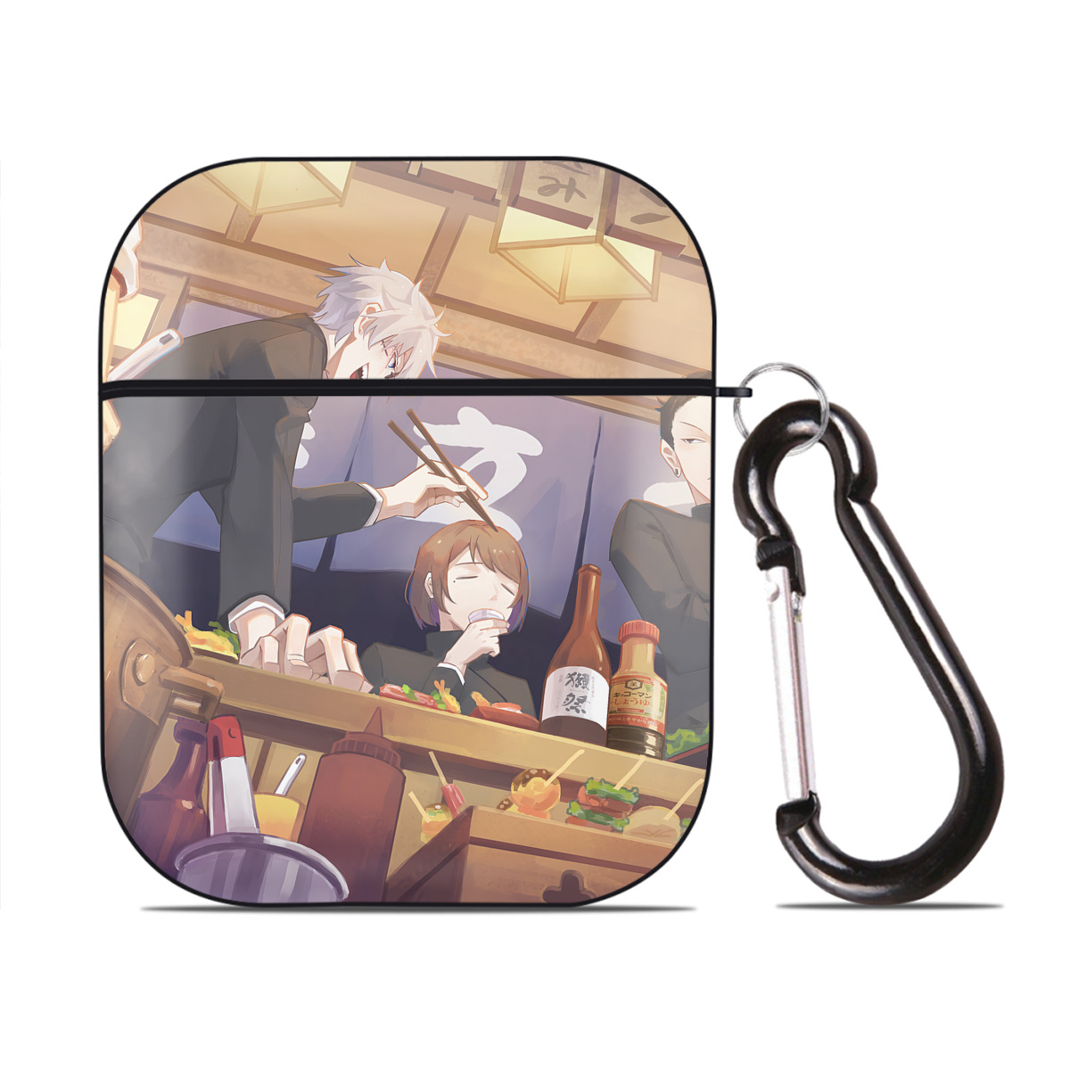 （画像用） SPY×FAMILY间谍家家酒 AirPods 第2世代保護ケース ハードシェル ブラック 耐衝撃・防指紋・カラビナ付き
