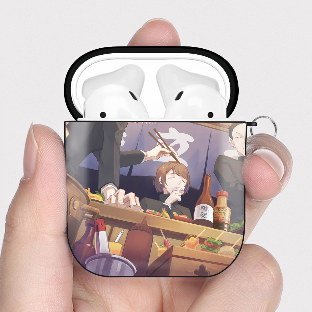 （画像用） SPY×FAMILY间谍家家酒 AirPods 第2世代保護ケース ハードシェル ブラック 耐衝撃・防指紋・カラビナ付き