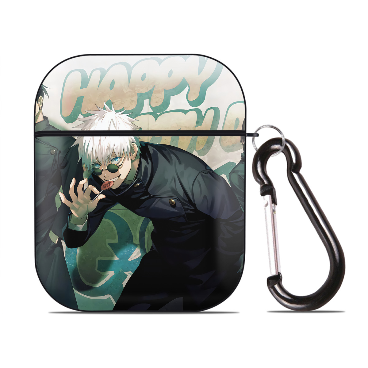 （画像用） SPY×FAMILY间谍家家酒 AirPods 第2世代保護ケース ハードシェル ブラック 耐衝撃・防指紋・カラビナ付き