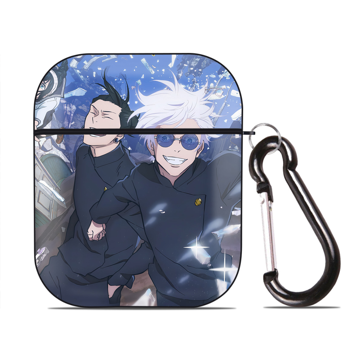 （画像用） SPY×FAMILY间谍家家酒 AirPods 第2世代保護ケース ハードシェル ブラック 耐衝撃・防指紋・カラビナ付き