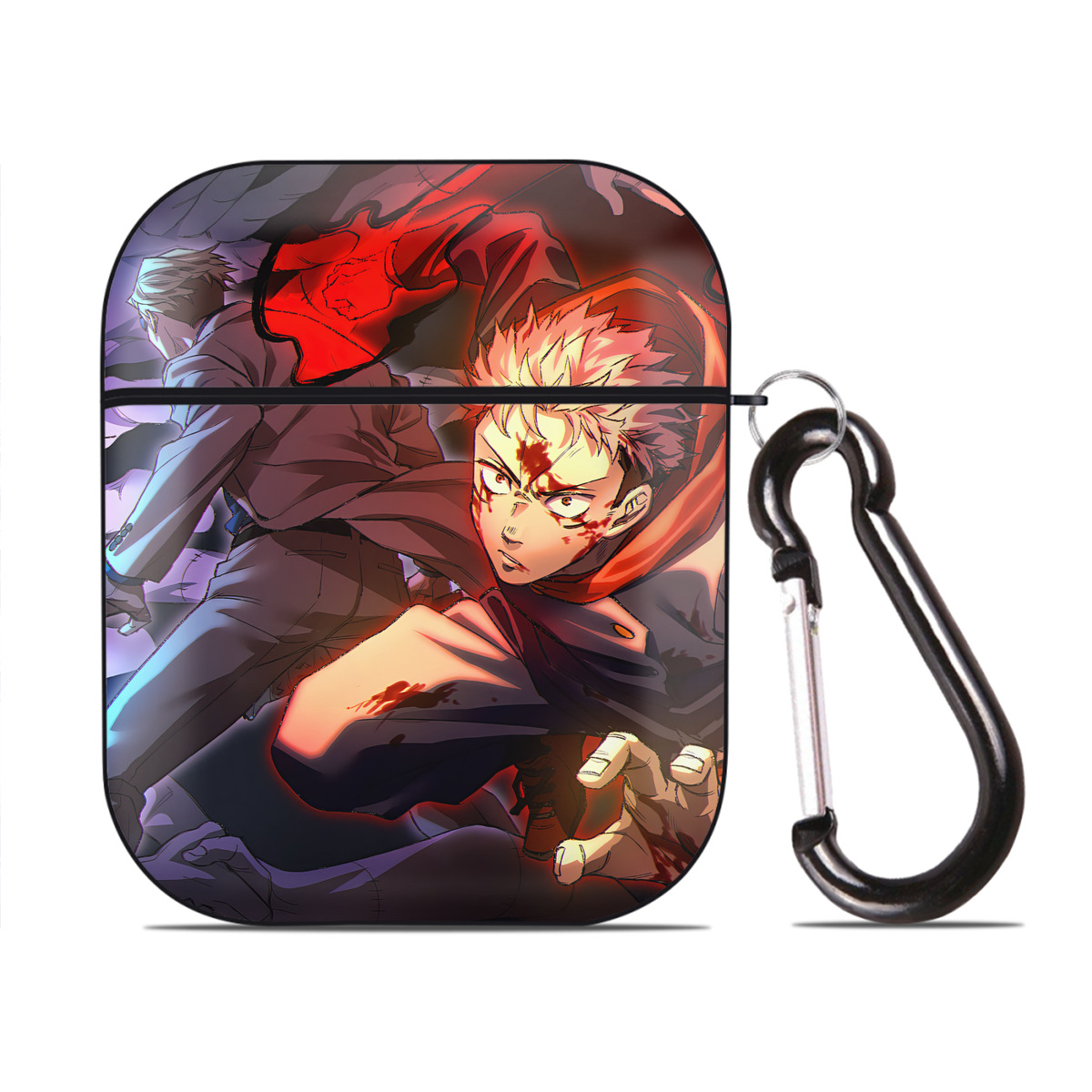 （画像用） SPY×FAMILY间谍家家酒 AirPods 第2世代保護ケース ハードシェル ブラック 耐衝撃・防指紋・カラビナ付き