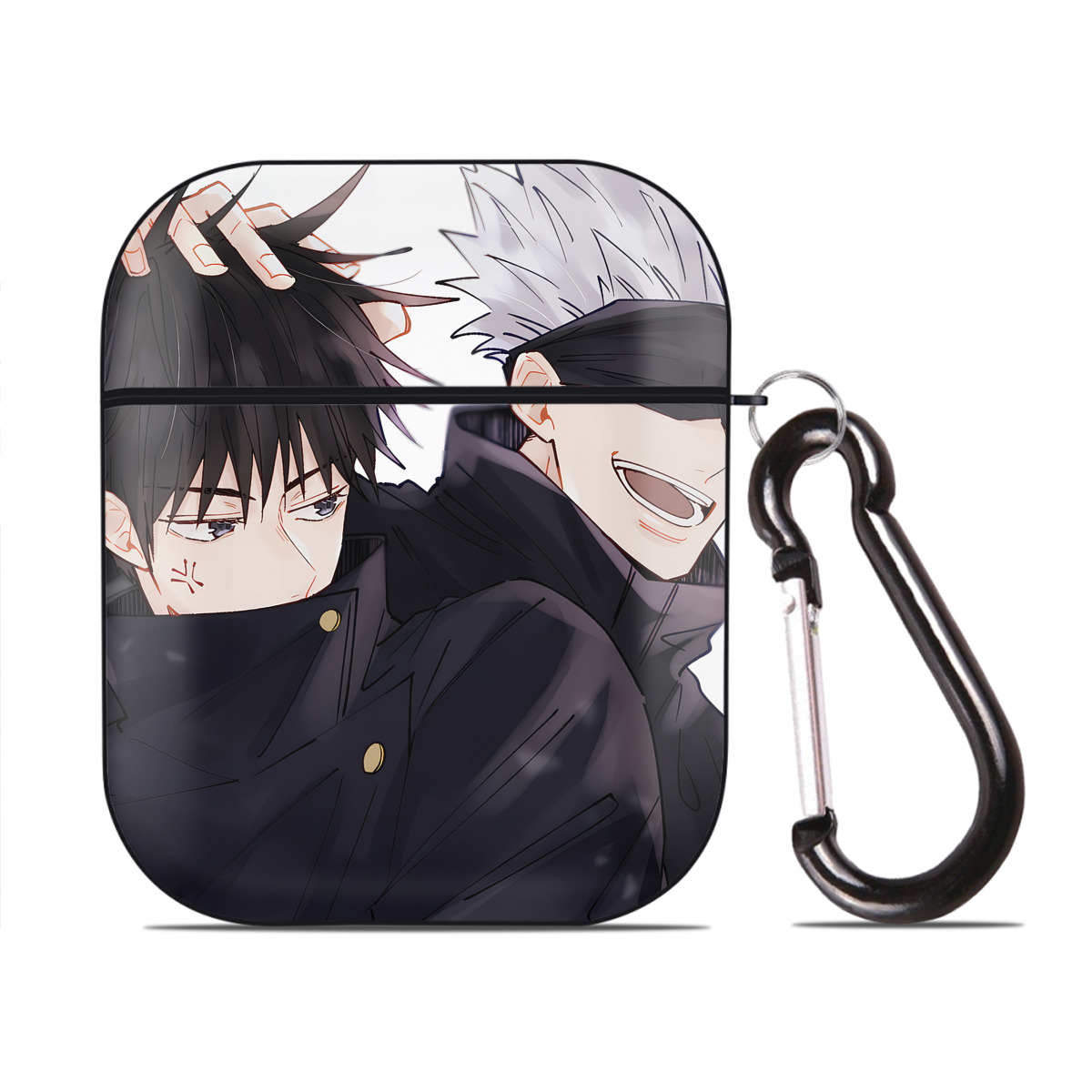 （画像用） SPY×FAMILY间谍家家酒 AirPods 第2世代保護ケース ハードシェル ブラック 耐衝撃・防指紋・カラビナ付き