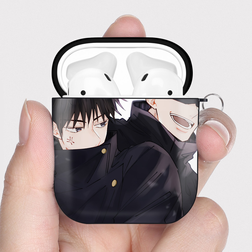 （画像用） SPY×FAMILY间谍家家酒 AirPods 第2世代保護ケース ハードシェル ブラック 耐衝撃・防指紋・カラビナ付き