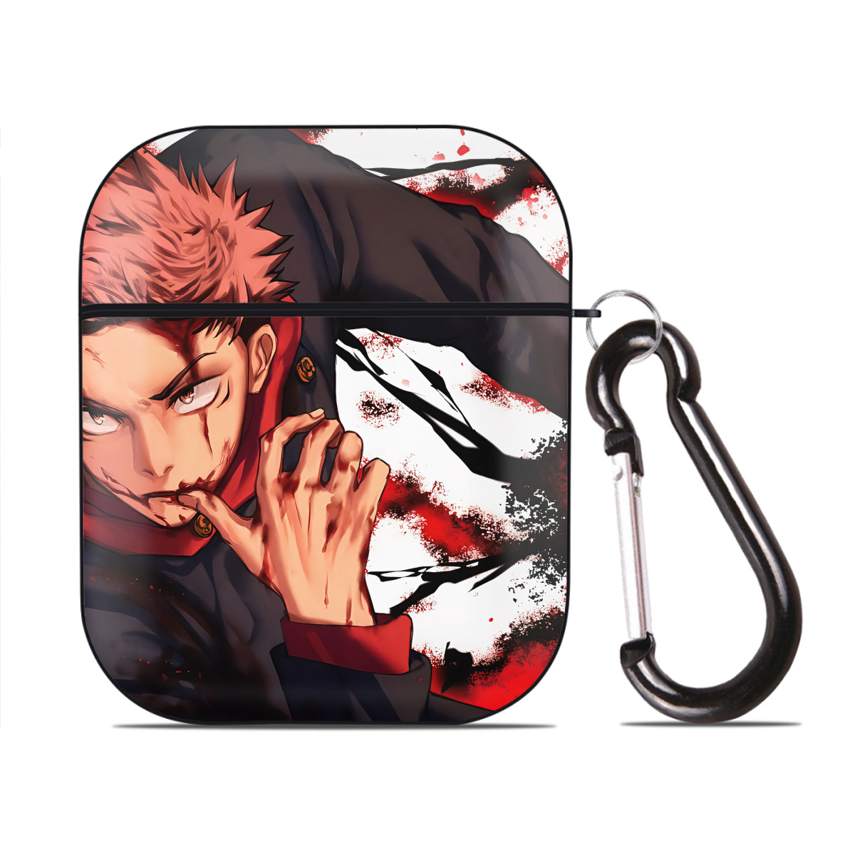 （画像用） SPY×FAMILY间谍家家酒 AirPods 第2世代保護ケース ハードシェル ブラック 耐衝撃・防指紋・カラビナ付き