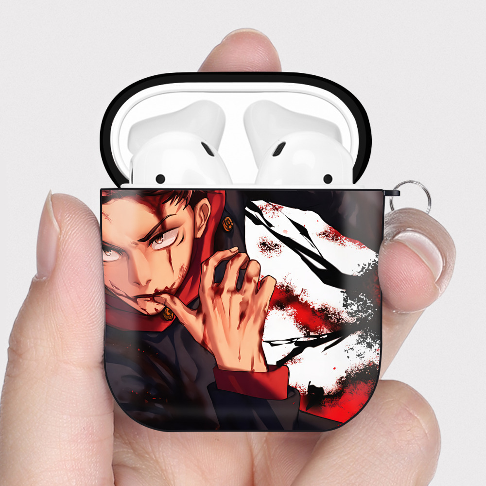 （画像用） SPY×FAMILY间谍家家酒 AirPods 第2世代保護ケース ハードシェル ブラック 耐衝撃・防指紋・カラビナ付き