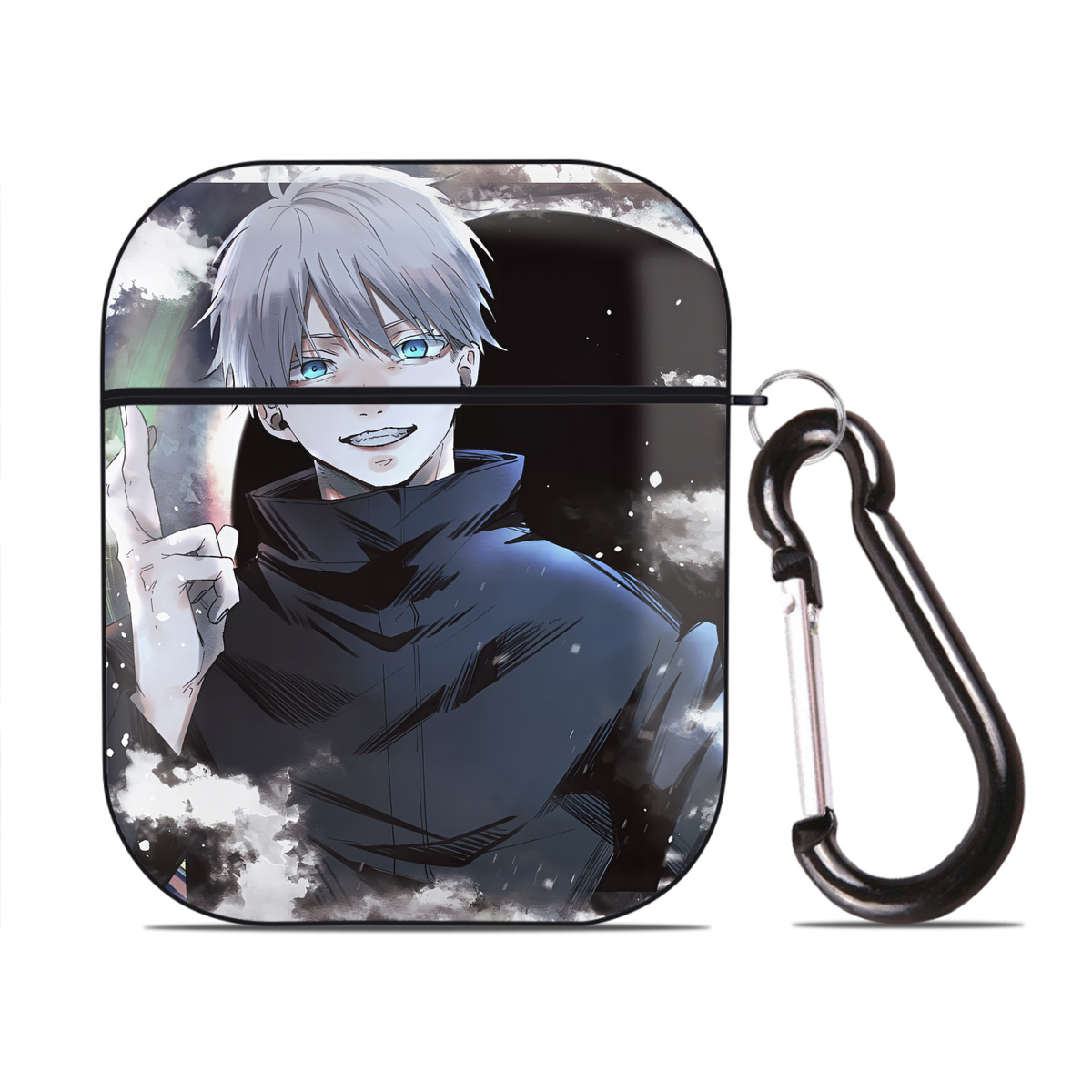 （画像用） SPY×FAMILY间谍家家酒 AirPods 第2世代保護ケース ハードシェル ブラック 耐衝撃・防指紋・カラビナ付き