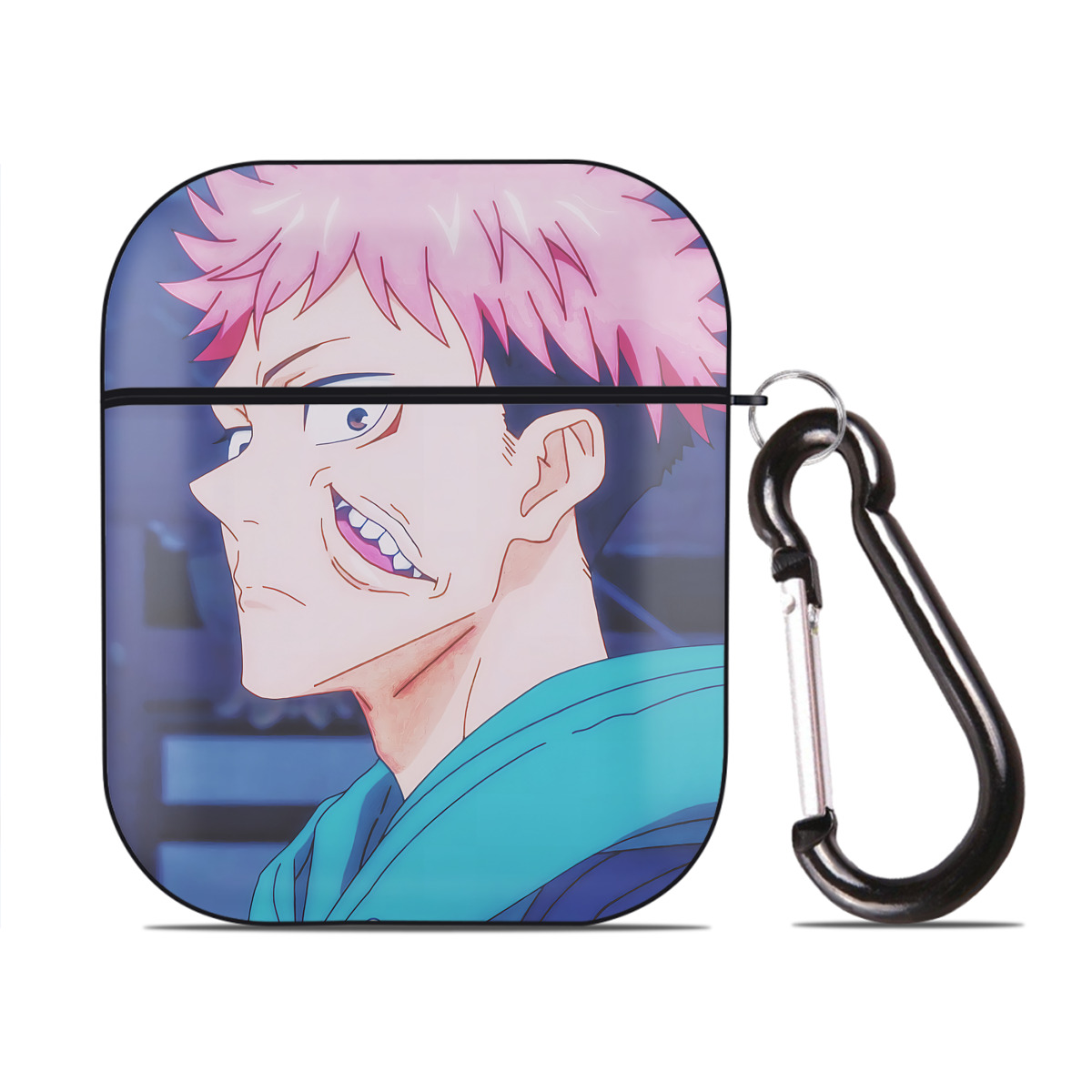 （画像用） SPY×FAMILY间谍家家酒 AirPods 第2世代保護ケース ハードシェル ブラック 耐衝撃・防指紋・カラビナ付き