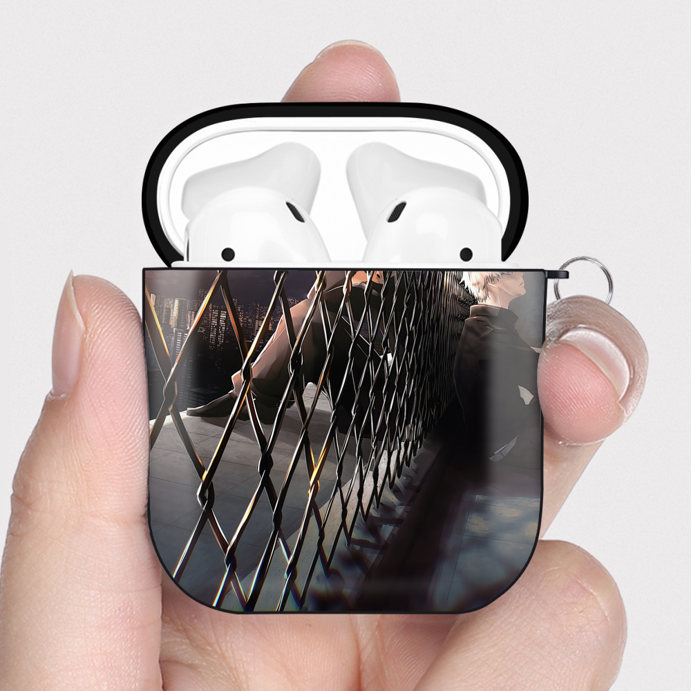 （画像用） SPY×FAMILY间谍家家酒 AirPods 第2世代保護ケース ハードシェル ブラック 耐衝撃・防指紋・カラビナ付き