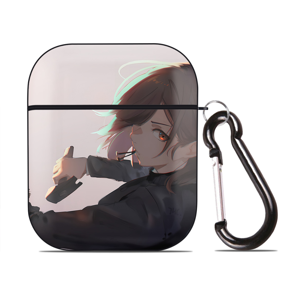 （画像用） SPY×FAMILY间谍家家酒 AirPods 第2世代保護ケース ハードシェル ブラック 耐衝撃・防指紋・カラビナ付き
