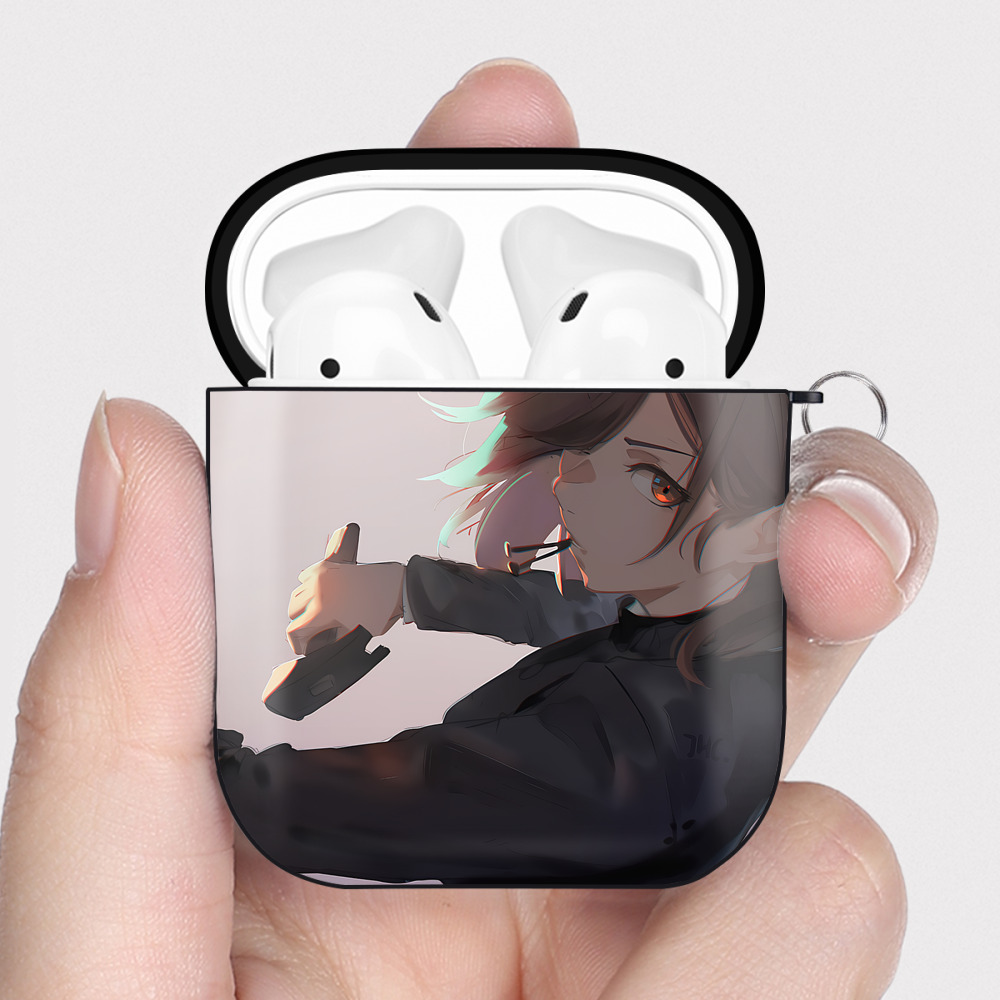 （画像用） SPY×FAMILY间谍家家酒 AirPods 第2世代保護ケース ハードシェル ブラック 耐衝撃・防指紋・カラビナ付き