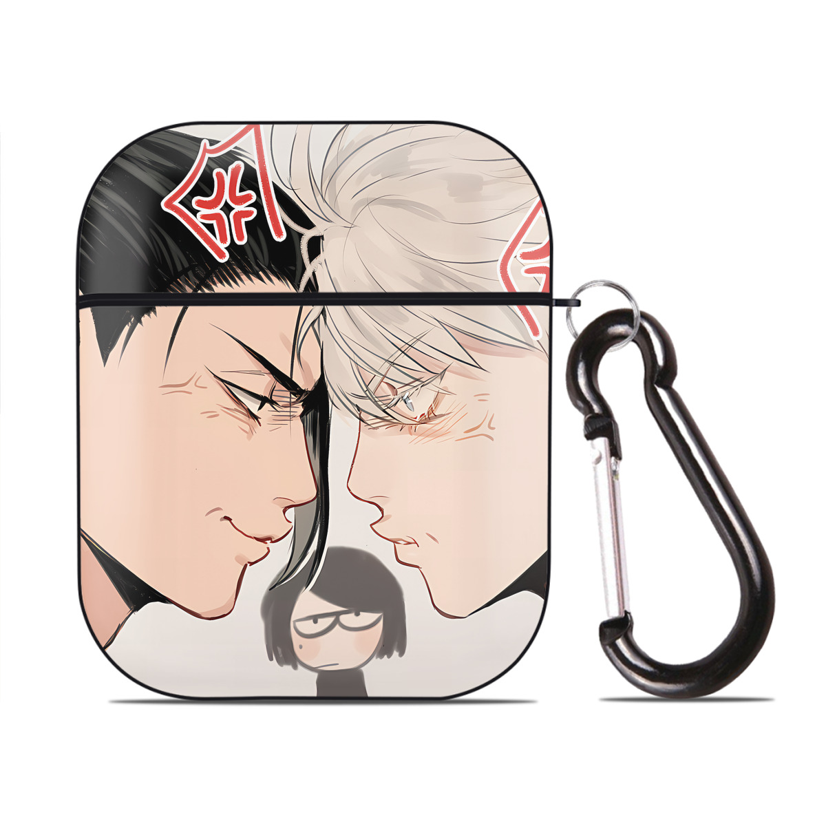 （画像用） SPY×FAMILY间谍家家酒 AirPods 第2世代保護ケース ハードシェル ブラック 耐衝撃・防指紋・カラビナ付き