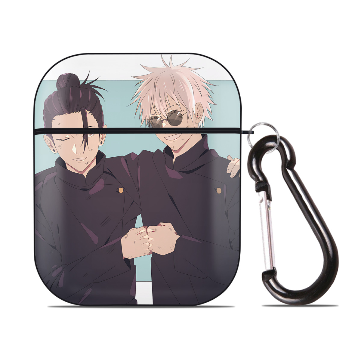 （画像用） SPY×FAMILY间谍家家酒 AirPods 第2世代保護ケース ハードシェル ブラック 耐衝撃・防指紋・カラビナ付き