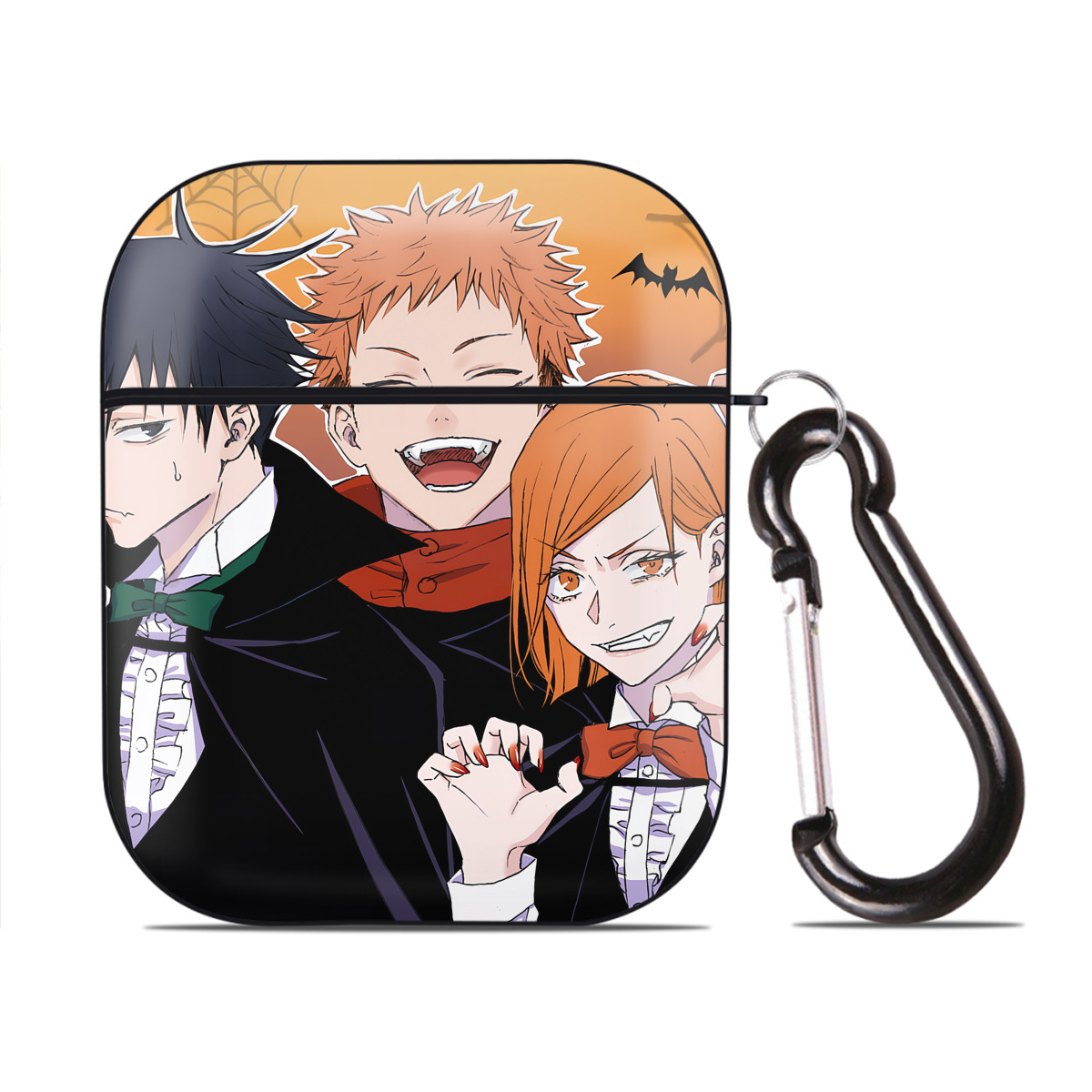 （画像用） SPY×FAMILY间谍家家酒 AirPods 第2世代保護ケース ハードシェル ブラック 耐衝撃・防指紋・カラビナ付き