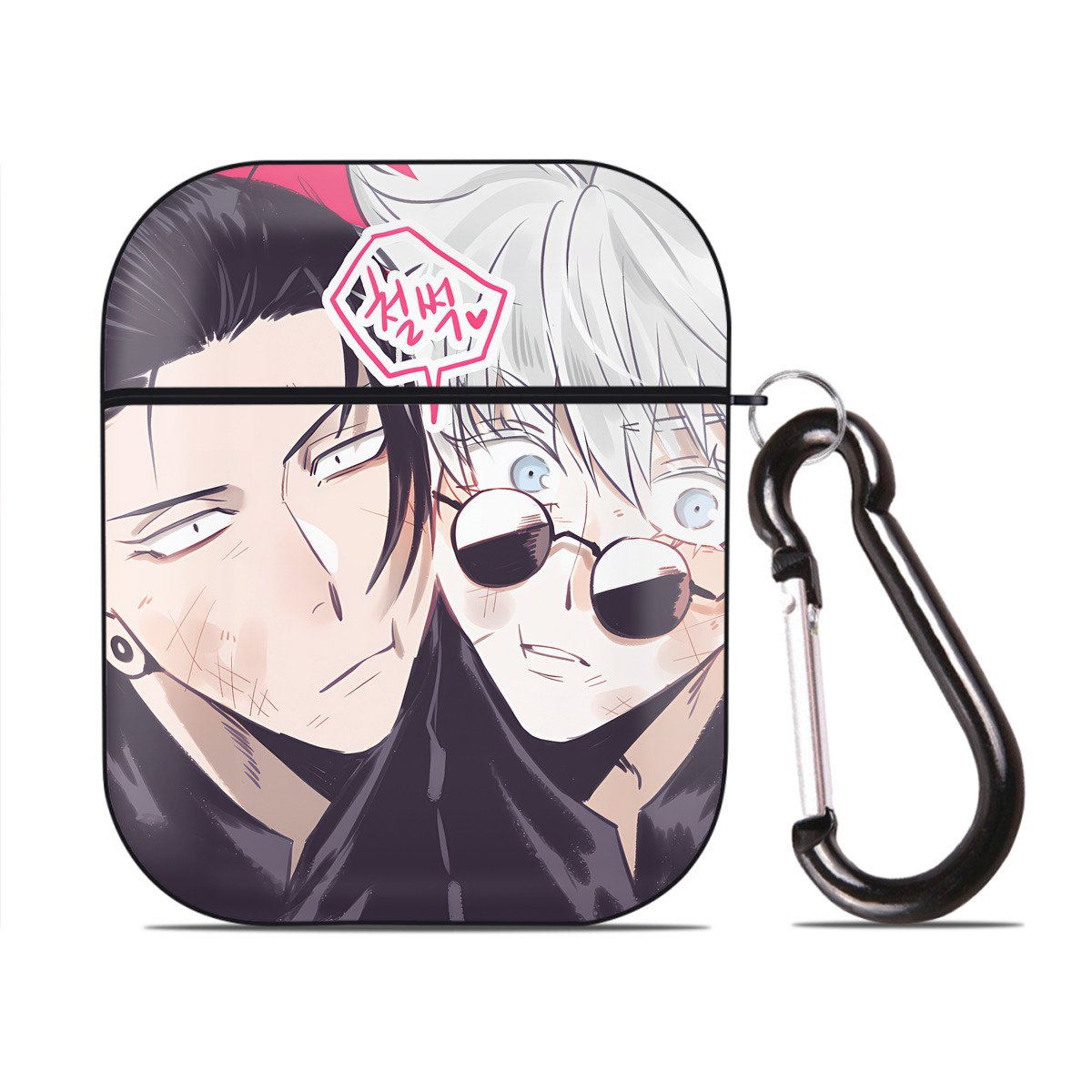 （画像用） SPY×FAMILY间谍家家酒 AirPods 第2世代保護ケース ハードシェル ブラック 耐衝撃・防指紋・カラビナ付き