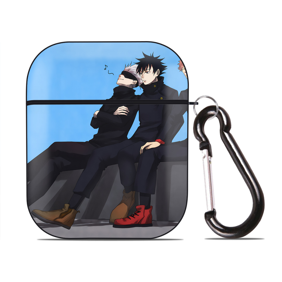 （画像用） SPY×FAMILY间谍家家酒 AirPods 第2世代保護ケース ハードシェル ブラック 耐衝撃・防指紋・カラビナ付き
