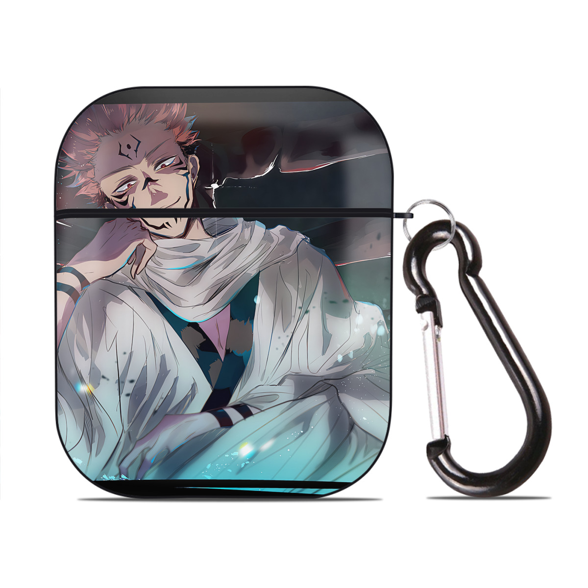 （画像用） SPY×FAMILY间谍家家酒 AirPods 第2世代保護ケース ハードシェル ブラック 耐衝撃・防指紋・カラビナ付き