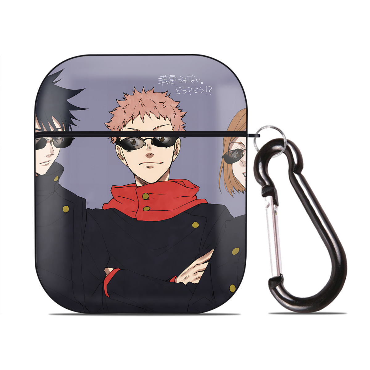 （画像用） SPY×FAMILY间谍家家酒 AirPods 第2世代保護ケース ハードシェル ブラック 耐衝撃・防指紋・カラビナ付き