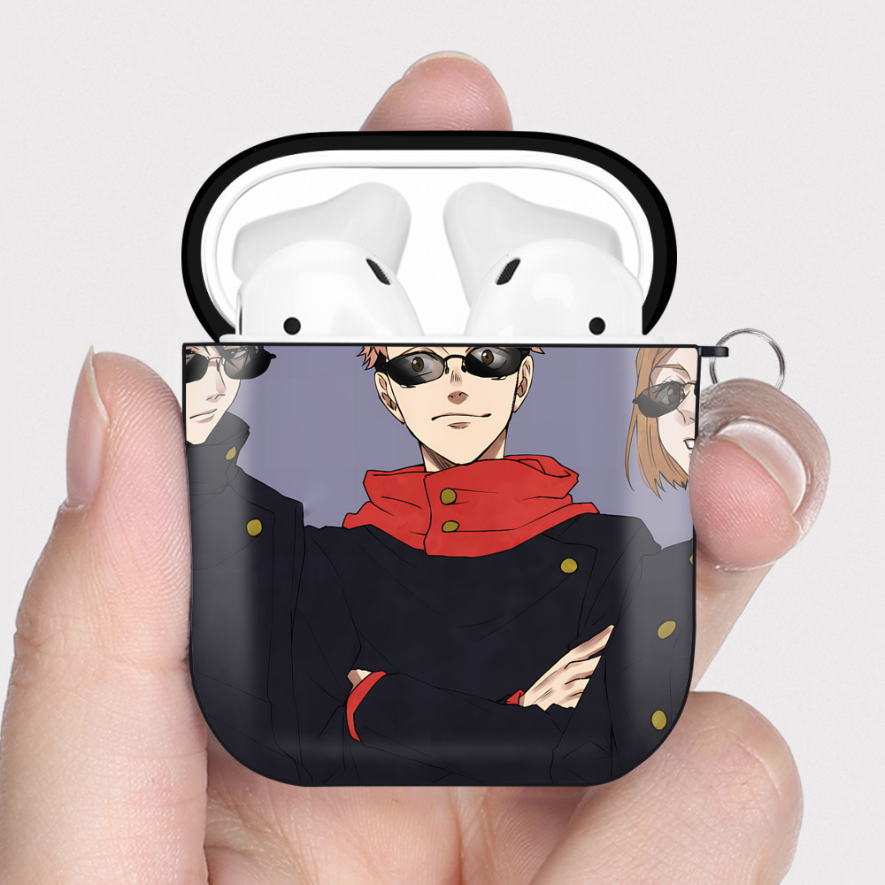 （画像用） SPY×FAMILY间谍家家酒 AirPods 第2世代保護ケース ハードシェル ブラック 耐衝撃・防指紋・カラビナ付き