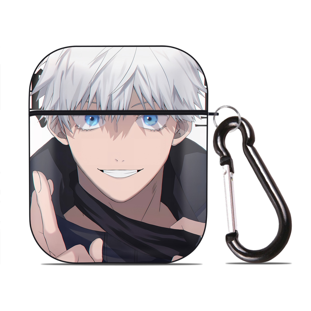 （画像用） SPY×FAMILY间谍家家酒 AirPods 第2世代保護ケース ハードシェル ブラック 耐衝撃・防指紋・カラビナ付き