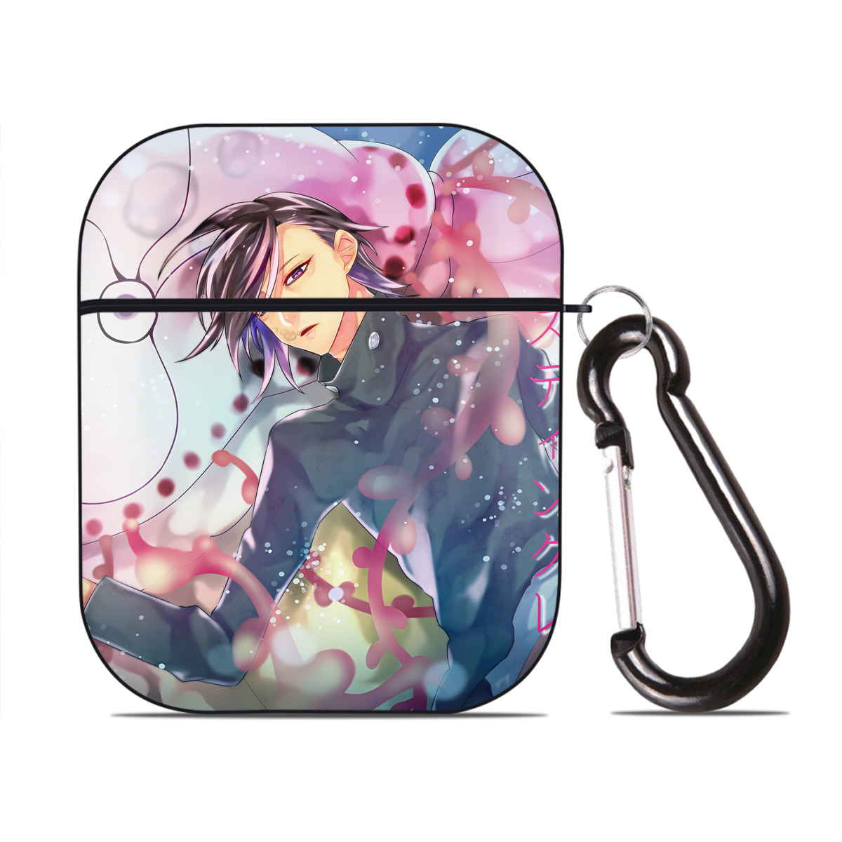 （画像用） SPY×FAMILY间谍家家酒 AirPods 第2世代保護ケース ハードシェル ブラック 耐衝撃・防指紋・カラビナ付き