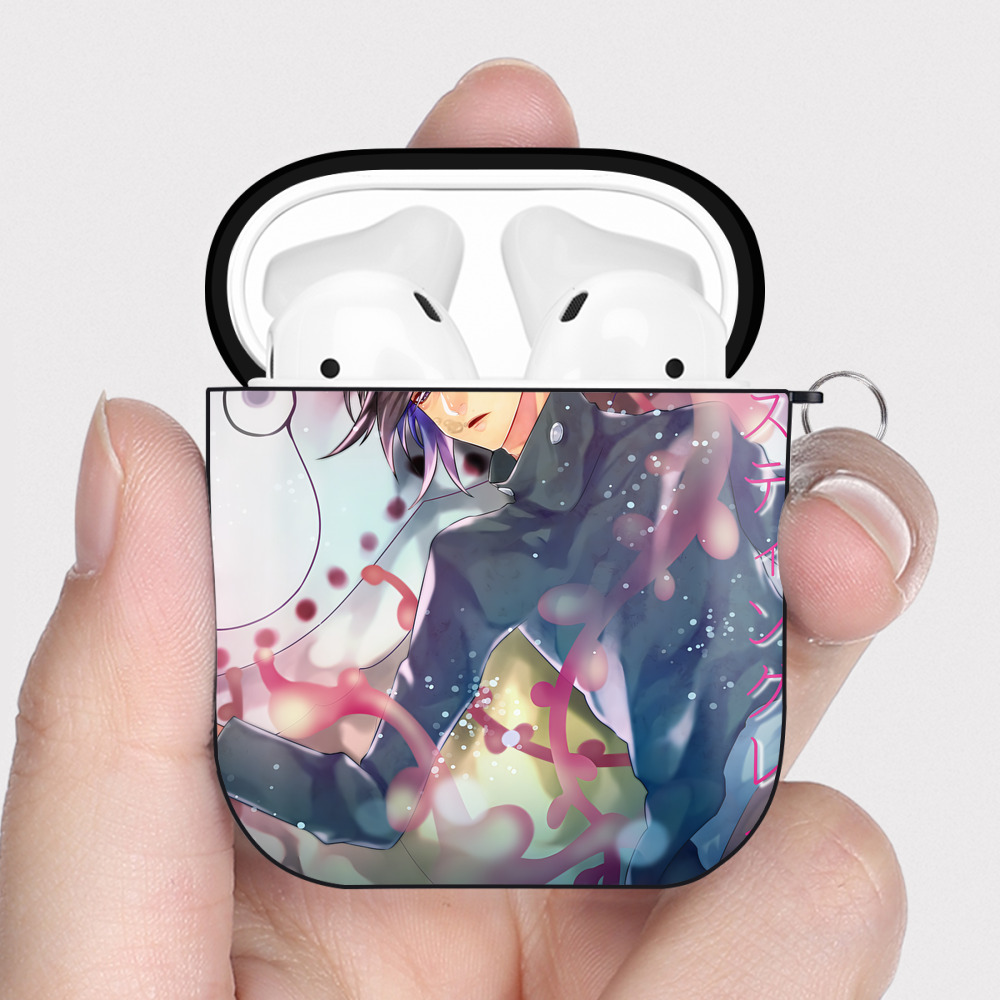 （画像用） SPY×FAMILY间谍家家酒 AirPods 第2世代保護ケース ハードシェル ブラック 耐衝撃・防指紋・カラビナ付き