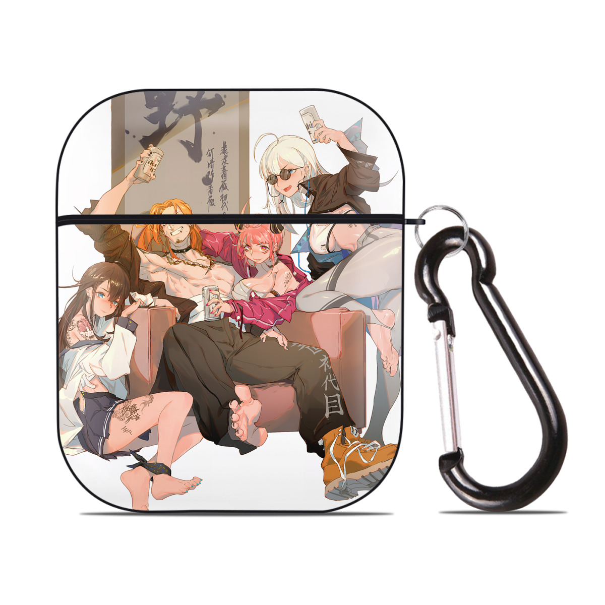 （画像用） SPY×FAMILY间谍家家酒 AirPods 第2世代保護ケース ハードシェル ブラック 耐衝撃・防指紋・カラビナ付き