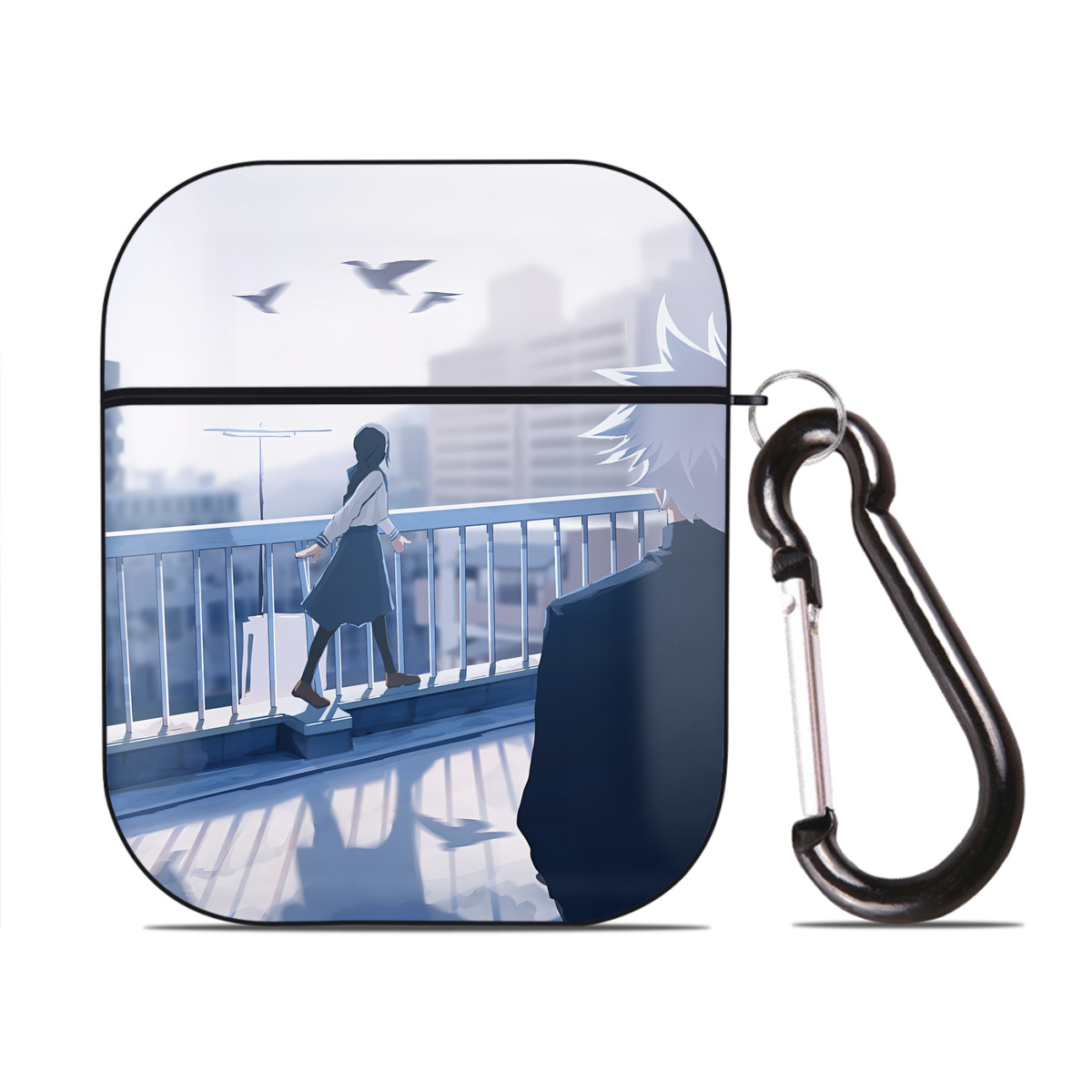 （画像用） SPY×FAMILY间谍家家酒 AirPods 第2世代保護ケース ハードシェル ブラック 耐衝撃・防指紋・カラビナ付き