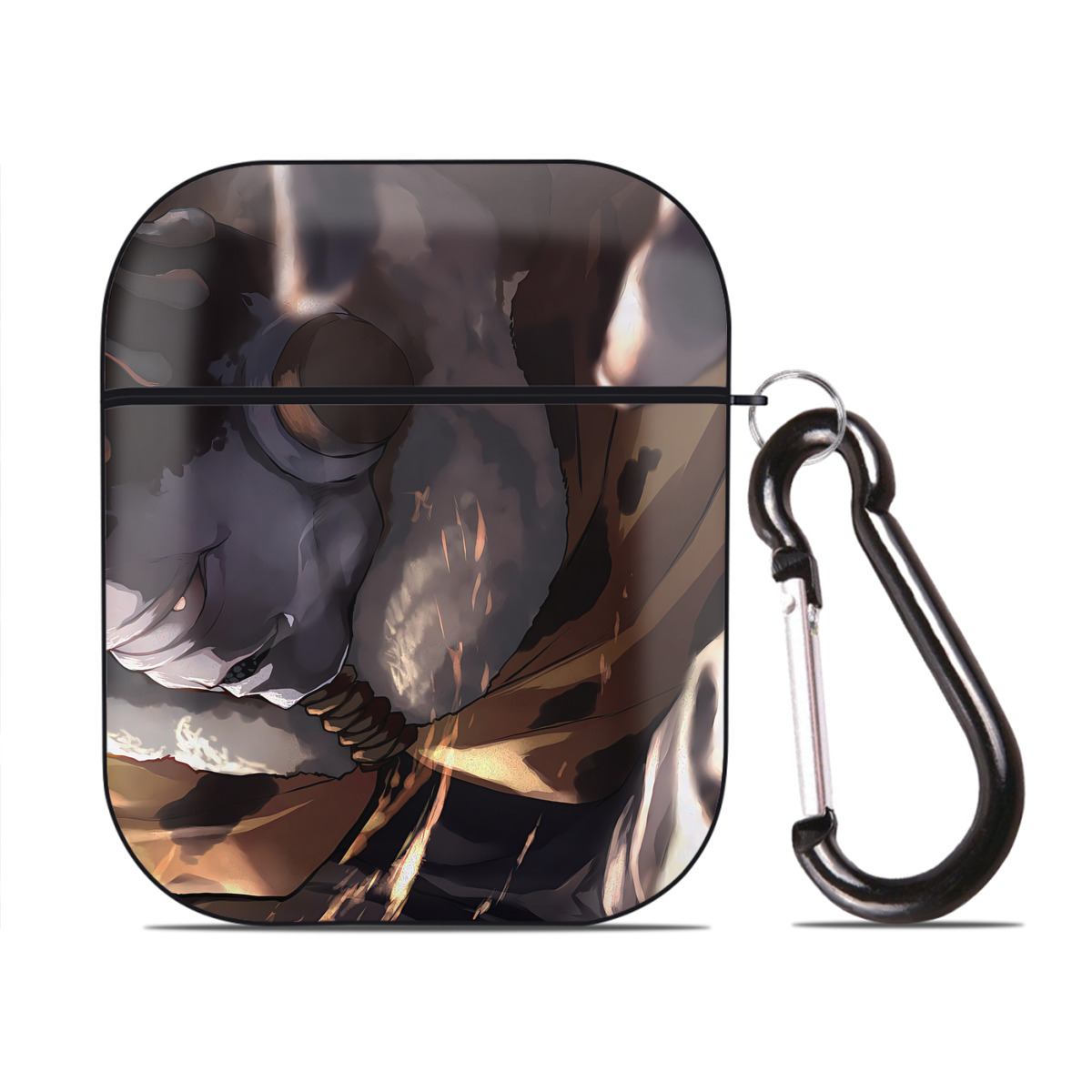 （画像用） SPY×FAMILY间谍家家酒 AirPods 第2世代保護ケース ハードシェル ブラック 耐衝撃・防指紋・カラビナ付き