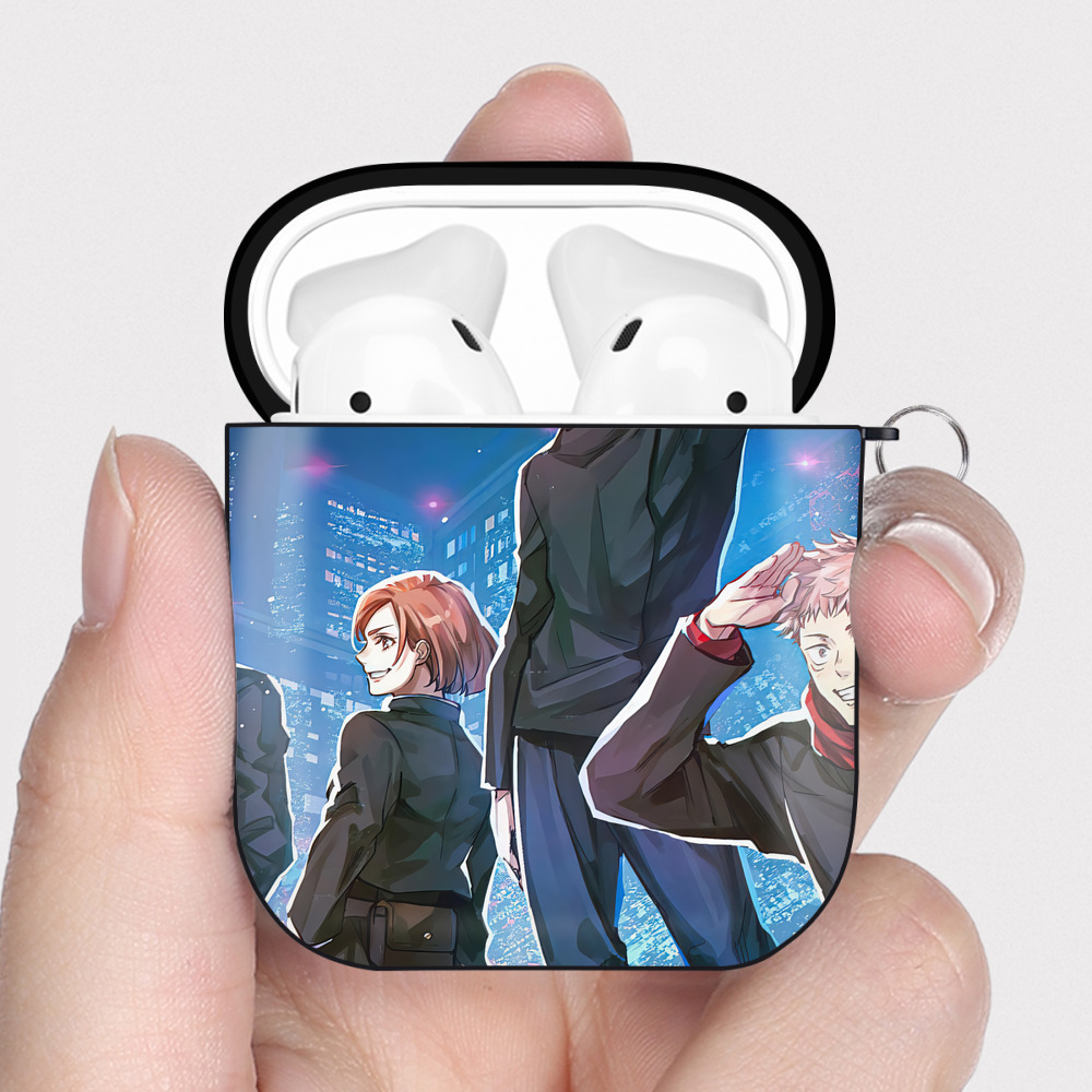 （画像用） SPY×FAMILY间谍家家酒 AirPods 第2世代保護ケース ハードシェル ブラック 耐衝撃・防指紋・カラビナ付き