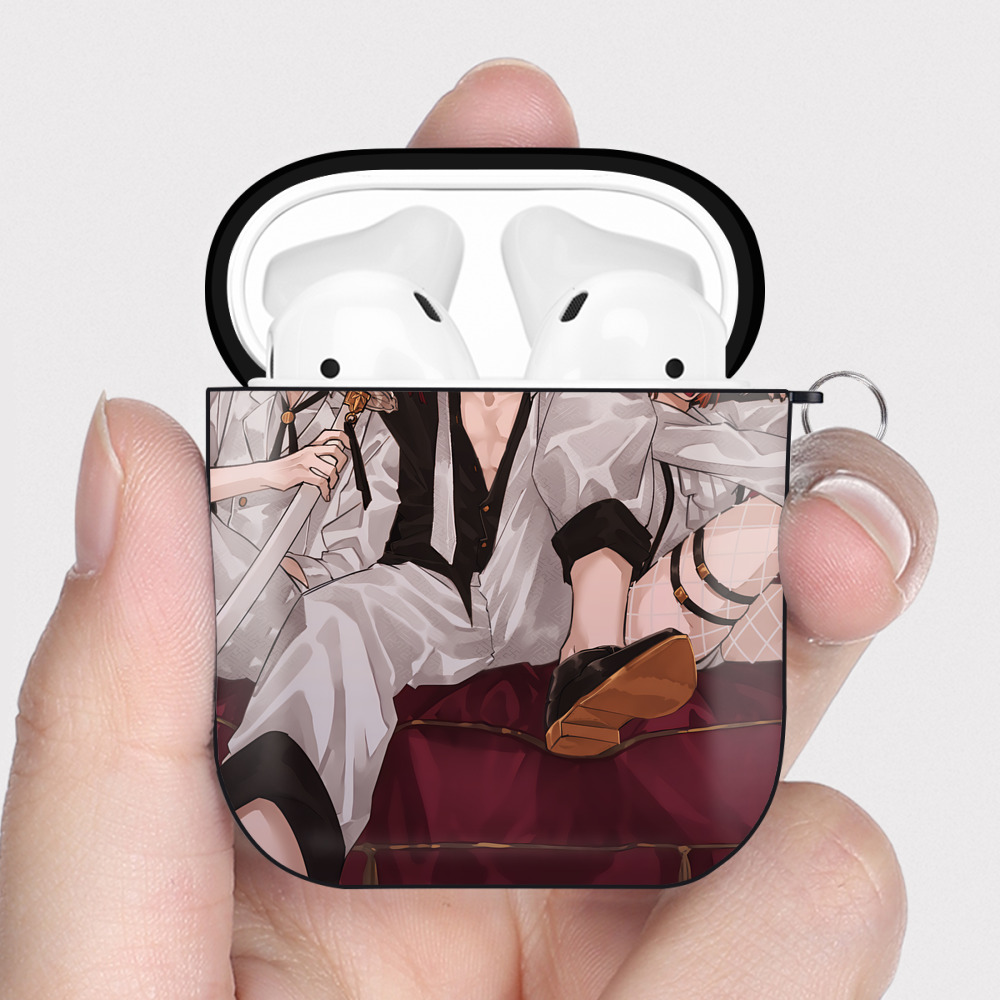 （画像用） SPY×FAMILY间谍家家酒 AirPods 第2世代保護ケース ハードシェル ブラック 耐衝撃・防指紋・カラビナ付き