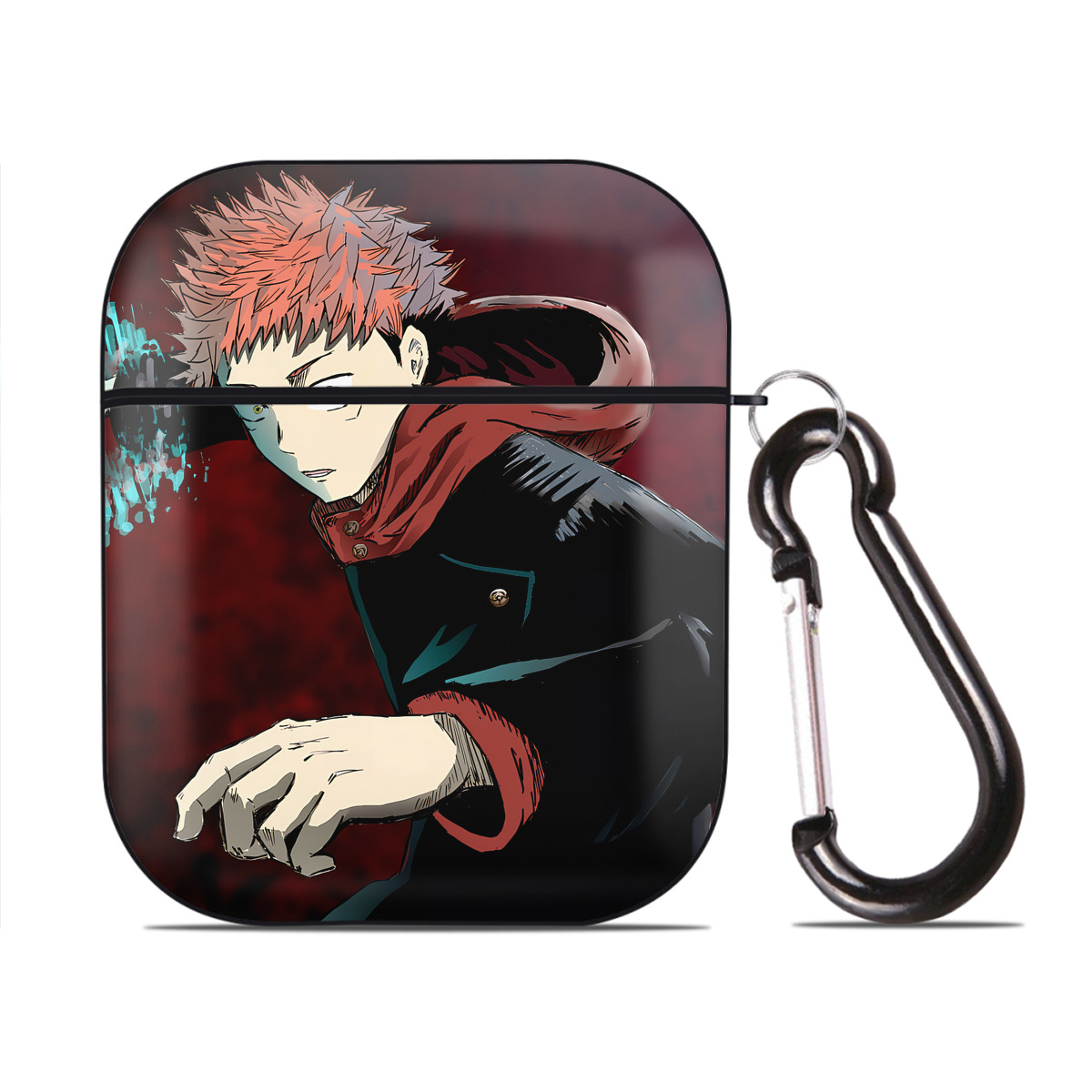 （画像用） SPY×FAMILY间谍家家酒 AirPods 第2世代保護ケース ハードシェル ブラック 耐衝撃・防指紋・カラビナ付き