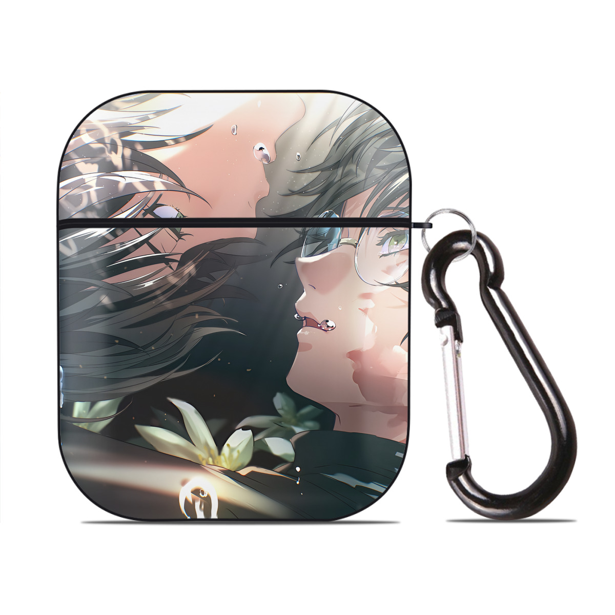 （画像用） SPY×FAMILY间谍家家酒 AirPods 第2世代保護ケース ハードシェル ブラック 耐衝撃・防指紋・カラビナ付き