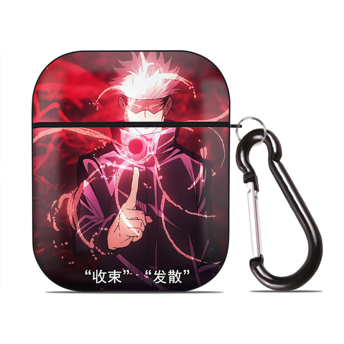 （画像用） SPY×FAMILY间谍家家酒 AirPods 第2世代保護ケース ハードシェル ブラック 耐衝撃・防指紋・カラビナ付き