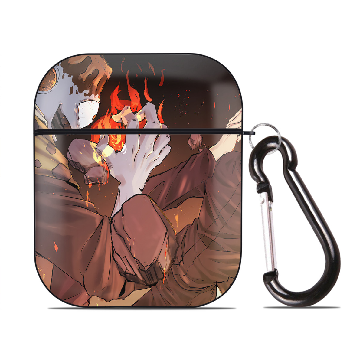 （画像用） SPY×FAMILY间谍家家酒 AirPods 第2世代保護ケース ハードシェル ブラック 耐衝撃・防指紋・カラビナ付き
